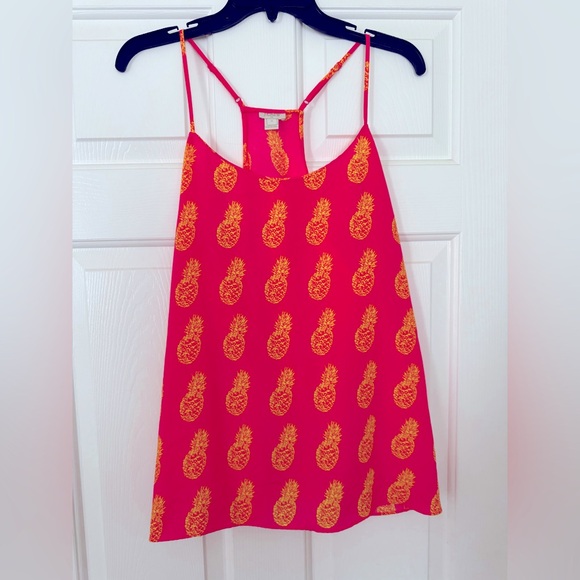 J. Crew Tops - J. Crew Pink Camisole with Pineapple design women’s size 14